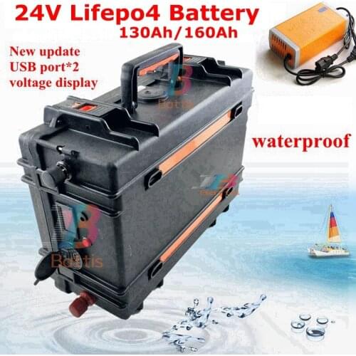 24V 130Ah 160Ah lifepo4 customized lithium battery pack for motorhomes Solar energy speaker EV AGV inverter+10A charger