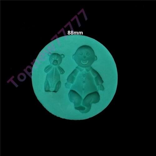 3D Silicone Cake Toppers Chocolate Soap baby and bear Sugarcraft Decorating Mold tools 2393