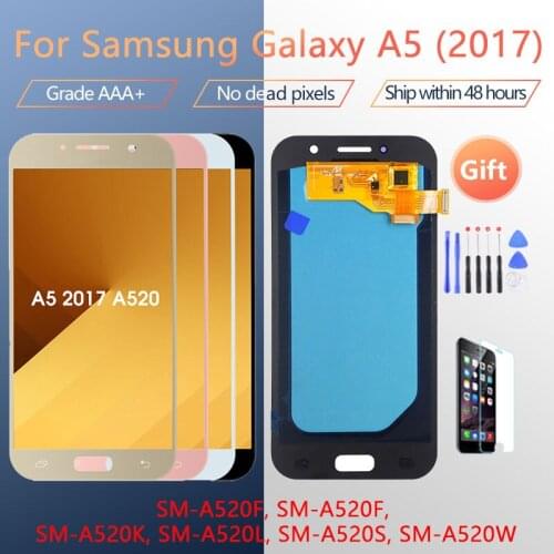 AMOLED for SAMSUNG Galaxy A5 2017 A520F, A520F, A520K, LCD Display Touch Screen Digitizer Assembly Replacement 100% Testing