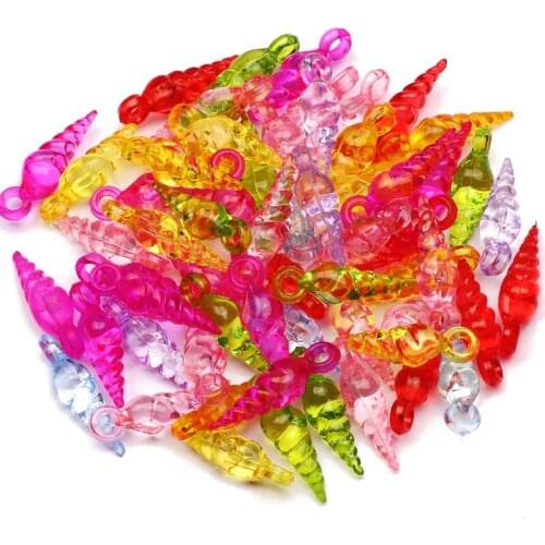 30pcs Mix Color Conch Shape Loose Acrylic Spacer Beads 25x7mm Transparent Beads For DIY Jewelry Making Charm Jewelry Accessories