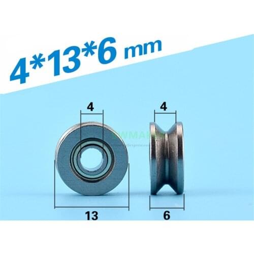 SWMAKER 4*13*6mm V groove all metal pulley, V604ZZ miniature bearing, over line lifting wheel, rolling wheel, right angle slot
