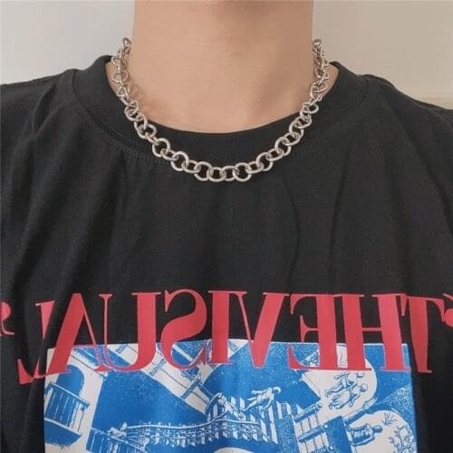 Fashion round interlocking titanium steel stainless steel necklace men and women all-match chain hot sale