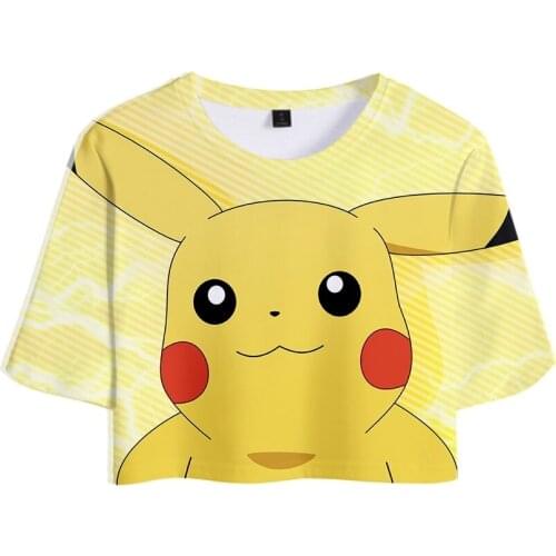 Boys/Girl Tshirt 3D Pokemon Style Anime Cropped Funny T-shirt Summer Sexy Exposed Navel Tees Kawaii lovely Anime T shirt Tops