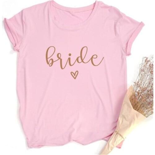 Bride Shower Pink Love Printing Team Bridal T-shirt Bachelor Party Team Bridesmaid Girlfriend Gift Wedding Decoration Hen Party