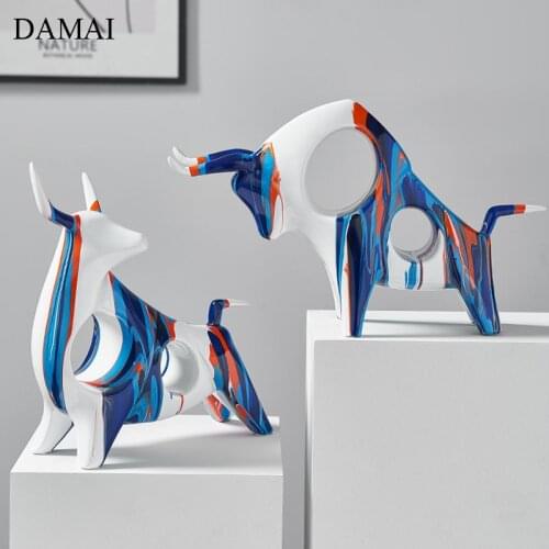 Colorful Cow Decorative Animal Figures Resin Charms Desktop Cattle Ornaments Office Desk Decorations Living Room Decoration