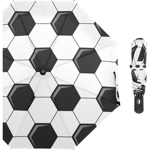 Cool Soccer Pattern Umbrella Fashion Stylish Useful Folding Boy Umbrella Portable Automatic Rain Men Parasol Umbrellas Gift