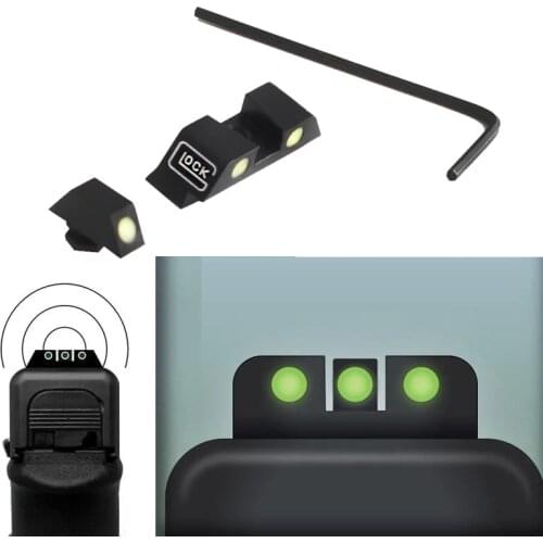 Tactical Fiber Optics Sight Green Front Rear Night Sight for Glock 17, 19, 22, 23, 24, 26, 27, 33, 34, 35