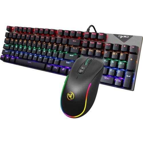 L300 Mechanical Keyboard +J300 Wired Mouse Set Gaming Keyboard RGB Mix Backlit 104 Keys Blue Switch For Game Laptop PC