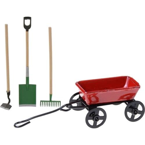 1/12 Scale Dollhouse Miniature Garden Small Metal Tractor Garden Tools Toy for Boys and Girls