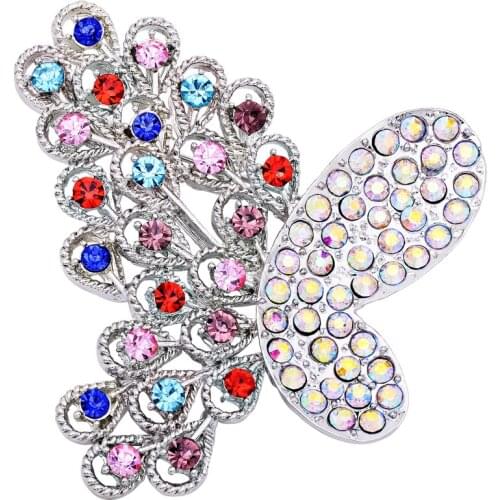 Fashion beautiful Colorful butterfly broches for wedding dress animal female rhinestone brooch for women Lapel pins X1537