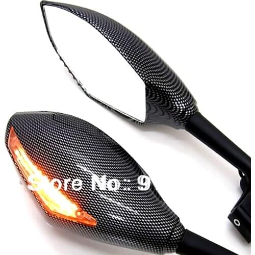 Motorcycle Rearview Mirror Motorbike Racing Mirrors LED Turn Signals For Suzuki Yamaha Kawaski