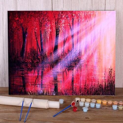 Natural Scenery In The Light Paint By Numbers Package Acrylic Paints 50*70 Oil Painting Decorative Paintings Handiwork