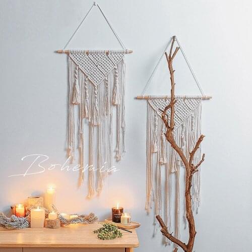 Nordic Style Tapestry Wall Pendant Hand-woven Dorm Hanging Tapestry Decoration Cotton Ornament for Home Bedroom Living Room