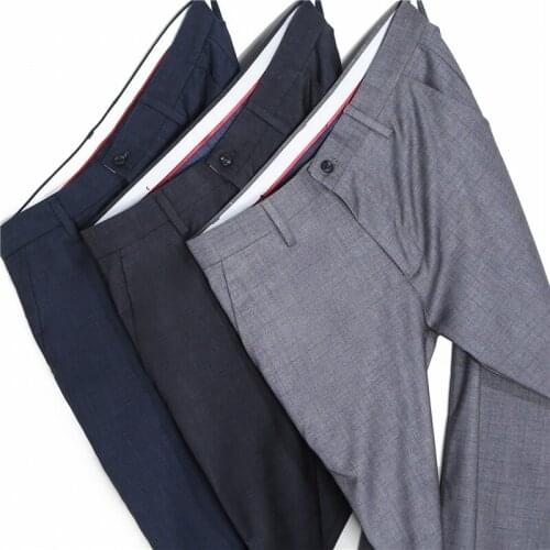 2021 Spring and Summer New Mens Thin Plaid Casual Pants Business Fashion Straight Stretch Trousers Male Brand Classic Style