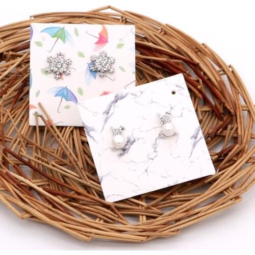 Newly Colorful Pattern Earrings Necklace Display Cards 6x6cm 100pcs/lot Square Shape Paper Packaging Cards Fashion Jewelry Tags