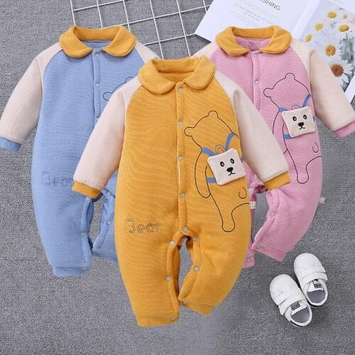 Baby clothes newborn jumpsuits autumn and winter quilted thick warm romper boys and girls cartoon cute romper baby jumpsuit