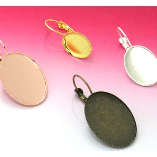 10pcs/Lot Copper Silver Color Blank Earring Base Metal Cabochon Earrings Setting DIY Jewelry Making