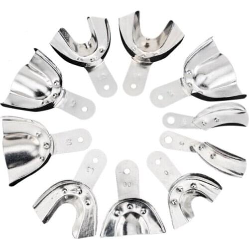 Aluminum Alloy Dental impression Tray Dental Tooth Trays Denture Instruments Dentist Tools 10pcs/set High Performance