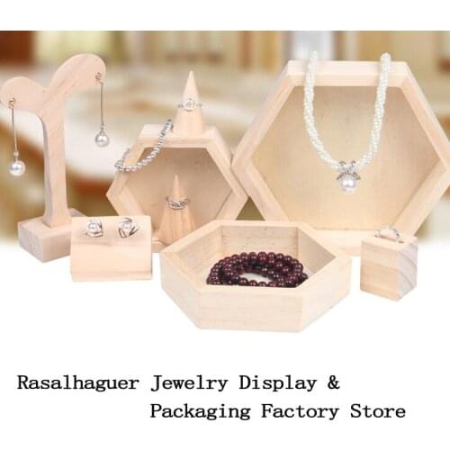 Solid Wood Jewelry Display Support 3 Kinds Of Size Plate Necklace Earrings Ring Jewelry Storages Box Wooden Boutique Trays