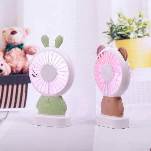 Handheld USB Fan Cooler Portable Mini Fan 800mAh Rechargeable Handy Small Desk Desktop USB Cooling Fan Cute Rabbit Fan
