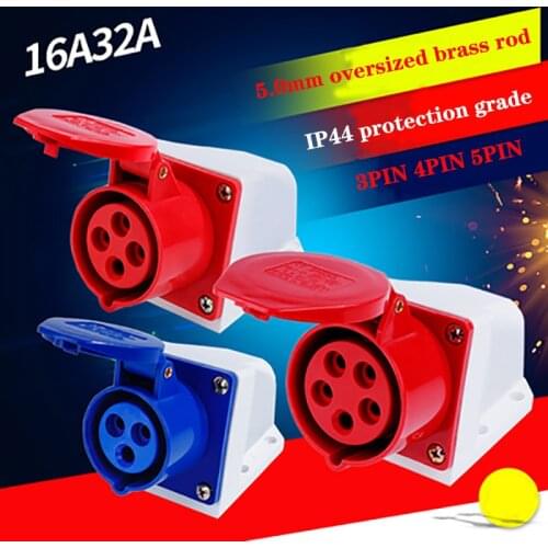 Industrial plug socket wall mount socket 3PIN 4PIN 5PIN 16A/32A electrical connection 220V-380V waterproof IP44
