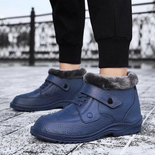 Plus Size Plush Warm Men Boots Winter Shoes Men Snow Boots Waterproof Rain Shoes Outdoor Ankle Fishing Boots Botas Hombre