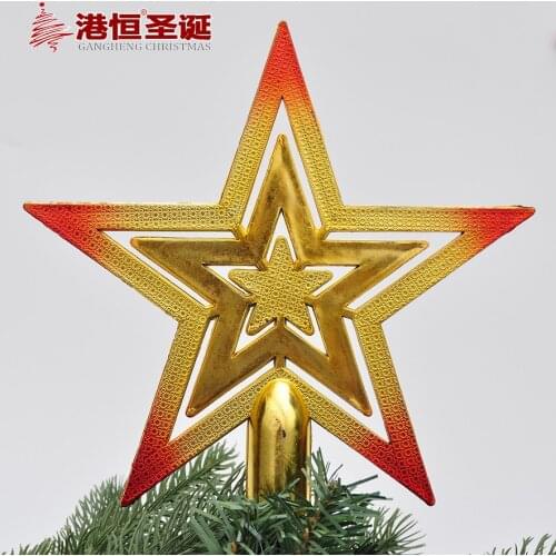 Christmas tree decoration pendant 20cm gold red light hollow tree top star Christmas gift 50g