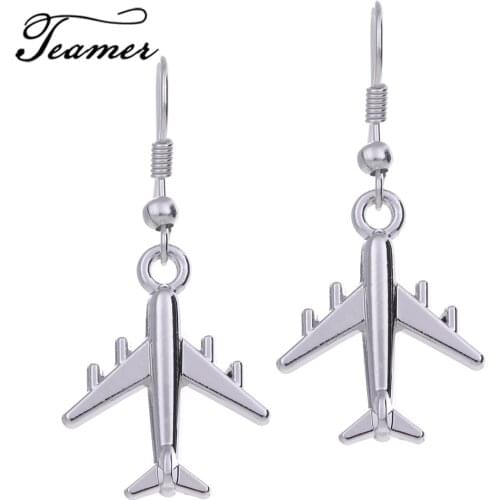 Teamer Aircraft Earrings New Arrival Silver Color Airplane Drop Earrings Simple Cute Fashion Jewelry EH104750