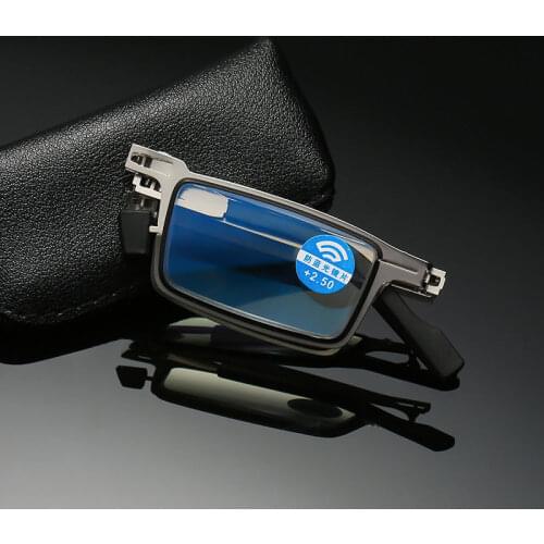 2021 Foldable Ultra Thin Reading Glasses for Men Women Anti-Blue light Eyeglasses Metal Round Frame Reading Glasses +1.0 To +3.0