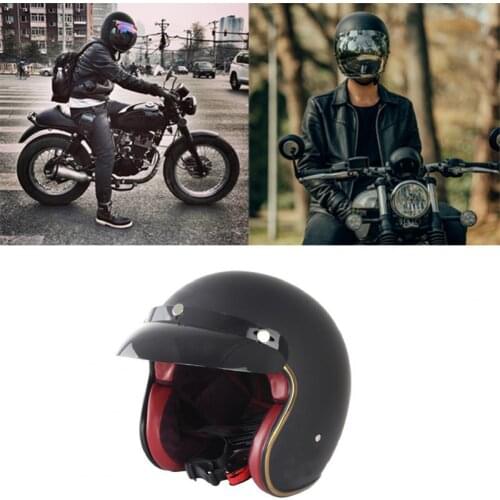 Scooter Helmets Open Face Suede Lining Retro Motorcycle Printing Ball Helmet for Man/Women