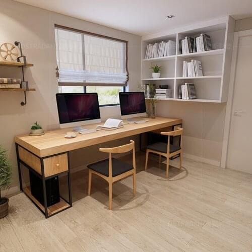 Modern Simple Solid Wood Office Desk Home Study Office Writing Desk Studio Single and Double Computer Desk