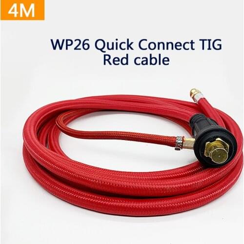 WP26 Quick Connect TIG Welding Torch Gas-Electric Integrated Red Hose Cable Wires 4M/157.48in 35-50 Euro Connector