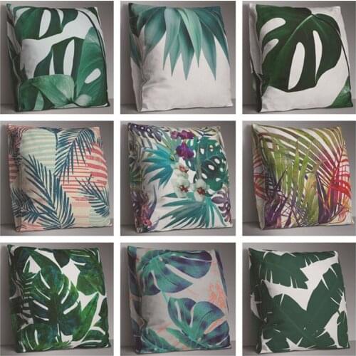Tropical Plants Palm Leaf Green Leaves Double Sides Cushion Covers Decorative Pillow Cases Pillow Cushion Cover
