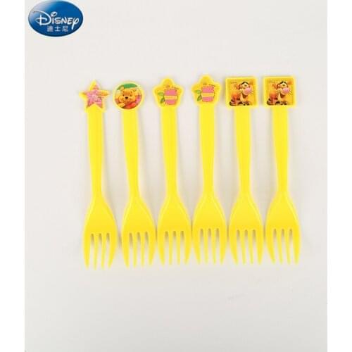 6pcs Pooh Bear Forks Party Supplies Winnie the Pooh Fork Kids Birthday Party Decoration Carnival Party Decoration