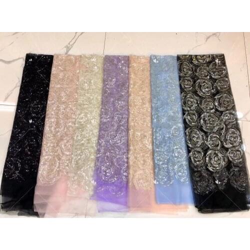 Embroidery Mesh High Quality Lace PINK Water Soluble Tulle Lace Fabric 2021 African Laces A9201