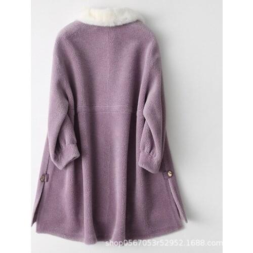 Shearing Winter Coat Sheep Real Mink Fur Collar Jacket Women Clothes 2020 Manteau Femme 979798 YY2204