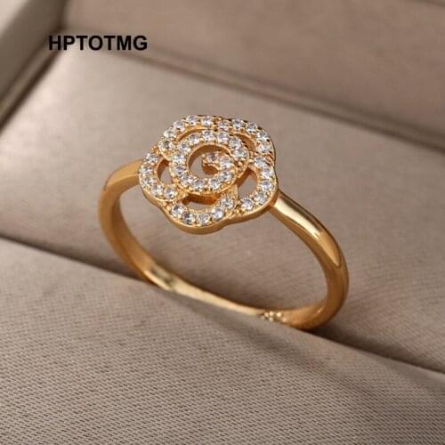 Gold Silver Plated Zircon Hollow Clouds Ring for Women Men Stainless Steel Goth Punk Aesthetic Wedding Rings Party Jewelry 2021