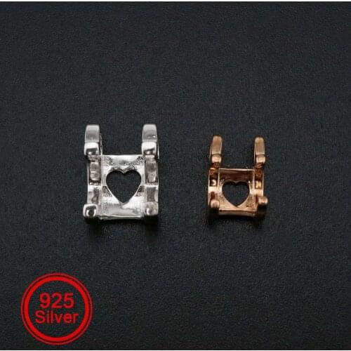 1Pcs 6.5-9MM Round Prong Pendant Settings Rose Gold Plated Solid 925 Sterling Silver Charm Bezel Tray for Gemstone 1431056