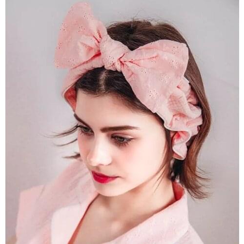 1PC Women Girls Bows Headwear Lace Hollow Out Bowknot Towel Hair Band Wrap Headband For Wash Face Bath Spa Make Up
