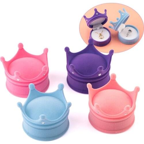 1 Piece Lovely Crown Shape Velvet Jewelry Box Wedding Engagement Ring Box Display Gift Box Holder for Earrings Necklace Bracelet