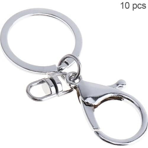10pcs 30mm Flat Circle and 8 Shape Chain Key Chain with Lobster Clasp Jewelry Buckle Key Chain