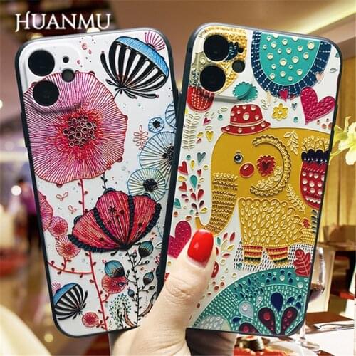 2021 3D Embossed Phone Case Owl Sunflower Starry Sky Flower Phone Case for Girls for Huawei P40/30/20 Pro Mate20/30/40 Pro Nova6