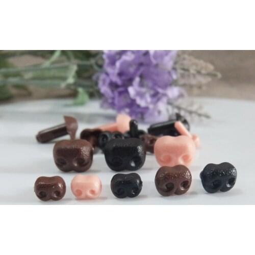 300pcs/lot 6x8mm/8x10mm/10x12mm smooth stem plastic toy nose animal nose no washer --black/brown/flesh color