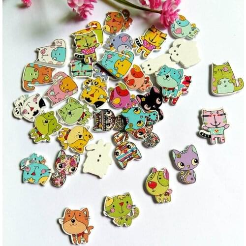 50pcs 2 Holes Wooden Button DIY Scrapbook decorative Buttons for craft Fashion Decorative accessories