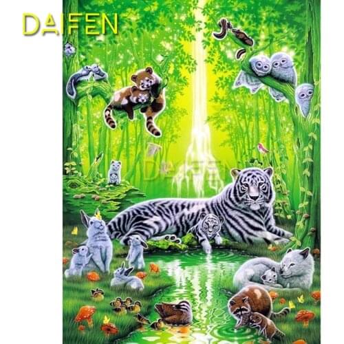 DIY 3D Diamond mosaic Full Square Diamond embroidery forest tiger rabbit duck Raccoon Full Round Diamond painting Cross stitch