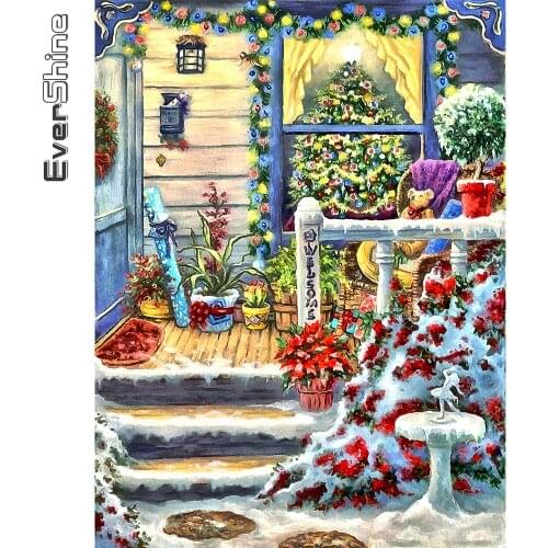 Evershine Diamond Painting Winter Full Layout Diamond Embroidery Landscape Cross Stitch Kit Mosaic DIY Christmas Home Decoration