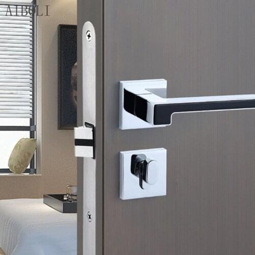 Household Mute Solid Zinc Alloy Door Lock Simple Indoor Room Door Lock Split Handle Mechanical Lock Door Handle