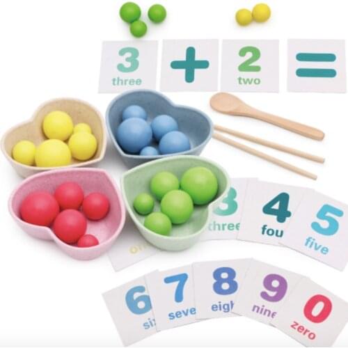 Montessori Early Educational Wooden Toy Hand-eye Coordination Training Clip Beads Digital Operation Color Cognition For Children