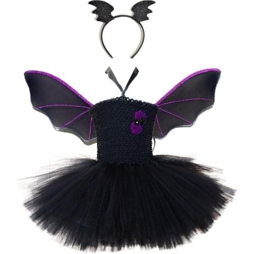 Kids Children Halloween Costumes for Girls Animal Bat Vampire Costume Cosplay Dress Wing Witch Hat Skirt Tutu Props Black Cloak