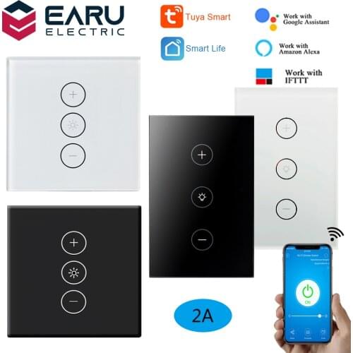 EU US WiFi Smart Glass Panel Wall Touch Switch Dimmer Switch by Smart Life Tuya APP Remote Control for Amazon Alexa Google Home
